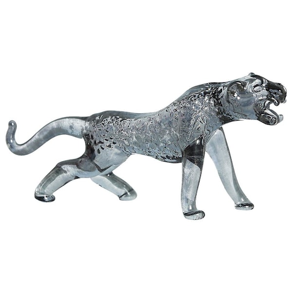 Lille krystal leopard figur - krystal leopard figur - skrivebords leopard ornament Grey 13.80X5.30X2.90CM