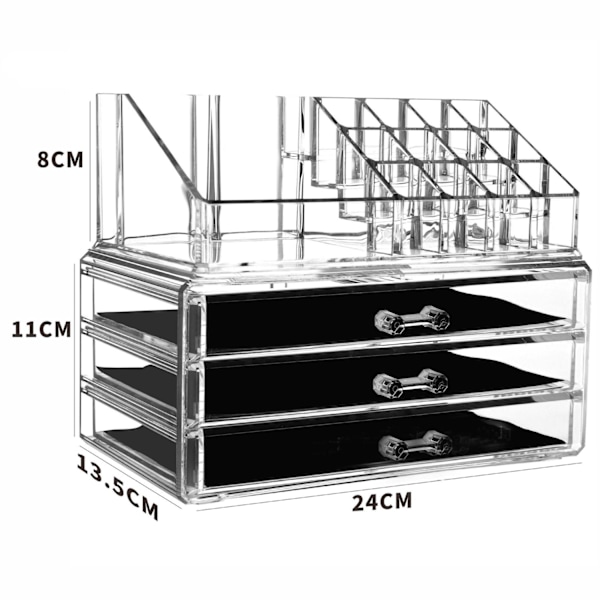 Makeup Organizer i Akryl med 4 Skuffer - Sminkestativ Transparent Transparent