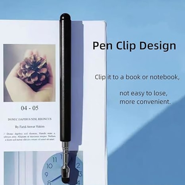 Universell Teleskopisk Stylus Penna för Pekskärmar, Infällbar Spets, Utdragbar Hög Precision & Mjuk, Stylus Penna för Touch Svart)