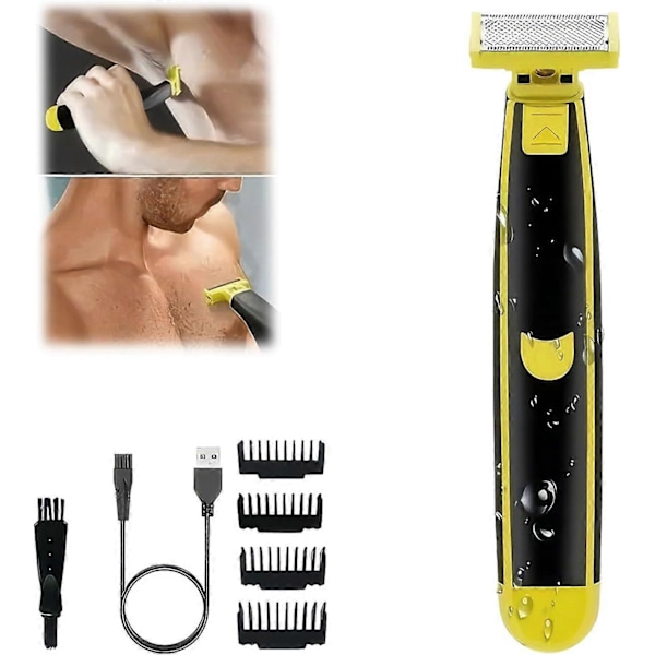 Hårfjerning til mænd Intim Hårtrimmer Maskine Klipper Trimmer til Skridtet Elektrisk Epilator Damebarbering Sort Gul ABS