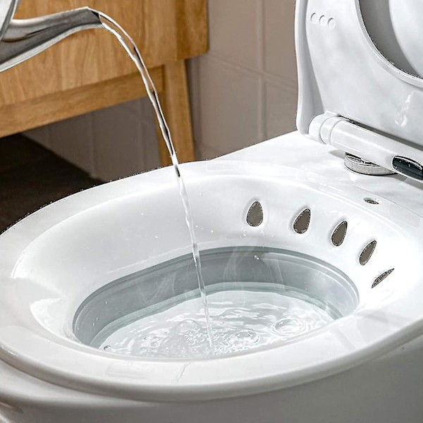 Foldbart siddebadekar til toilet, siddebadekar til gravide kvinder, hæmorider, ældre, passer til alle toiletter og toiletsæder, grå