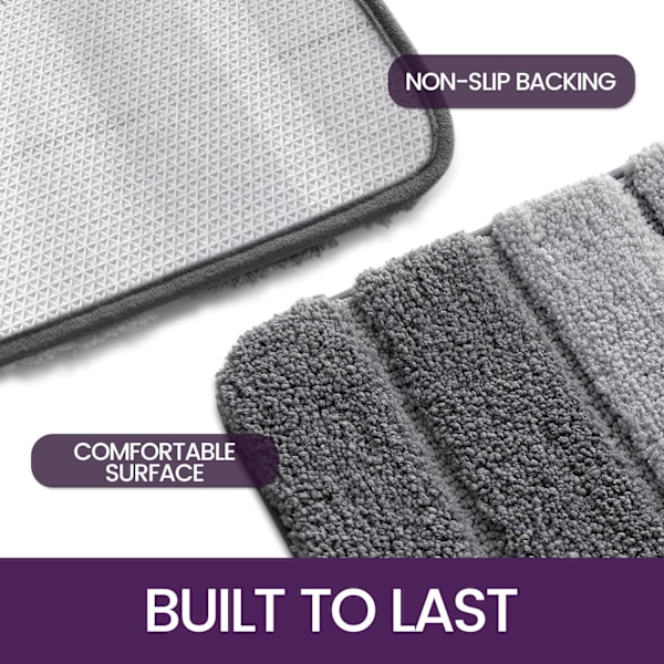 Halkfri badrumsmatta 40 x 60 cm, absorberande matta, maskintvättbara mattor med mjuka vattenmikrofibrer för badkar, dusch, grå grey