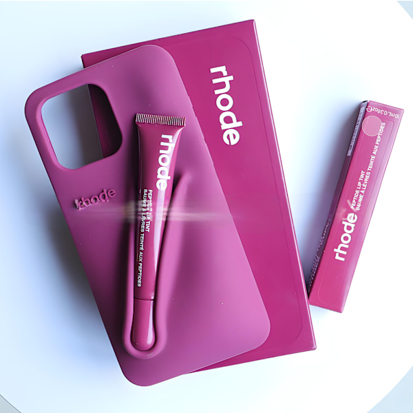 rhode 2-i-1 silikone etui med lipgloss holder, beskyttende mobil etui kompatibelt med iPhone, tilgængelig i (9 farver) Mørk Lilla Dark Purple iphone16Pro