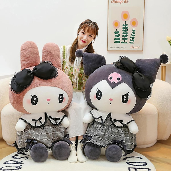 25cm Sanrio Kuromi My Melody Plys Legetøj Stor Størrelse Kawaii Gotisk Lille Djævel Plys Dyr Blød Stoppet Klude