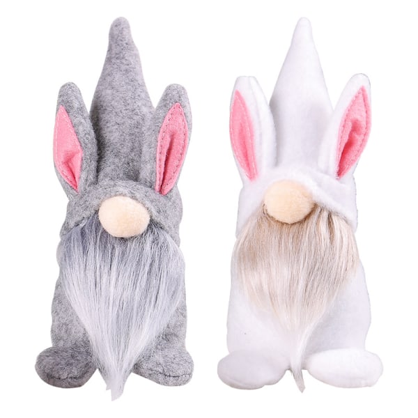 2 Easter Faceless Doll Decorations Cute Bunny Figurine Ornament