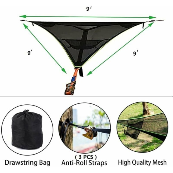Suuri kolmioleirintäpuun ilmahammock 3 hengen kannettava riippumatto ulkoilmaan puutarhaan puutarhaleirintään