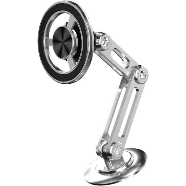 Foldbar Magnetisk Biltelefonholder, 360 Graders Rotation (Sølv)
