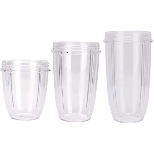 Ju479 3Pcs Clear Plastic Replacement Cup 18/24/32 Oz for NUTRI 600/900W Juicer