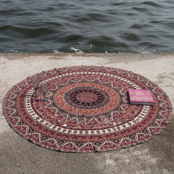 Rund strand handduk Version 3 Burgundy