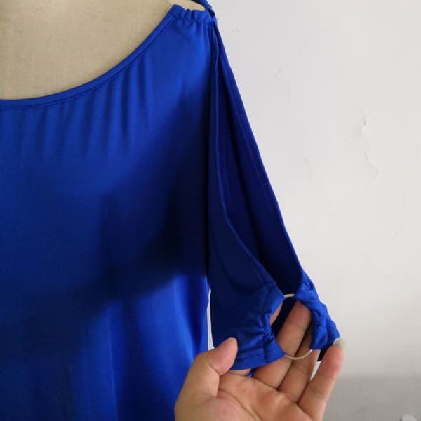 Casual Cold Shoulder Kortärmad blus Blå XL