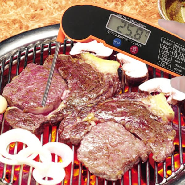 Digital kötttermometer-2 förpackningar Svart med Orange
