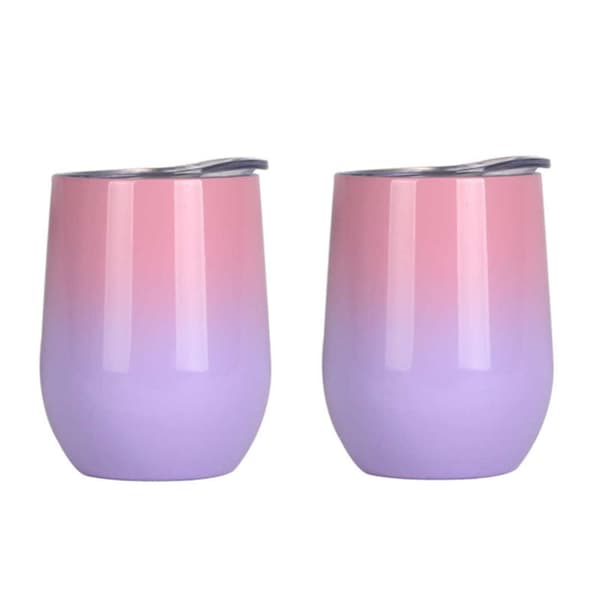 Vinmugg i rostfritt stål 2x Rosa med lila