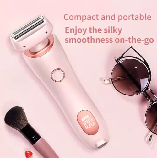 ICB Bikini Trimmer för kvinnor, Version C – IPX7 vattentät intimtrimmer med LCD-display, USB-uppladdningsbar, rosa