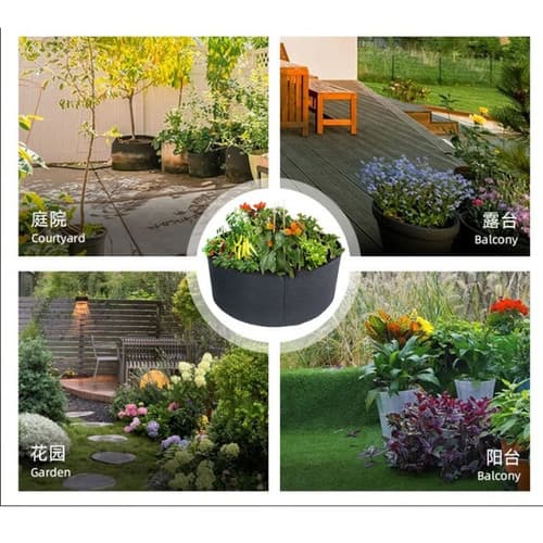 Odlingpåse för grönsaker, blommor och örter i andningsbart tyg, S 50 × 20 cm, grön, 4-pack
