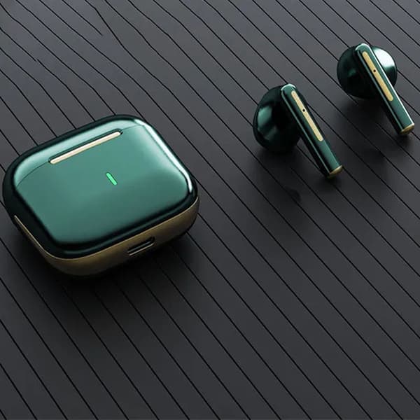 Trådlösa smarta Bluetooth 5.2-hörlurar av hög kvalitet – stereoljud, handsfreesamtal och lång batteritid Mörkgrön