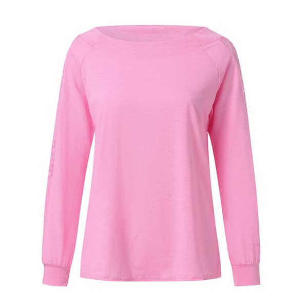 Spets topp med rund hals Rosa L