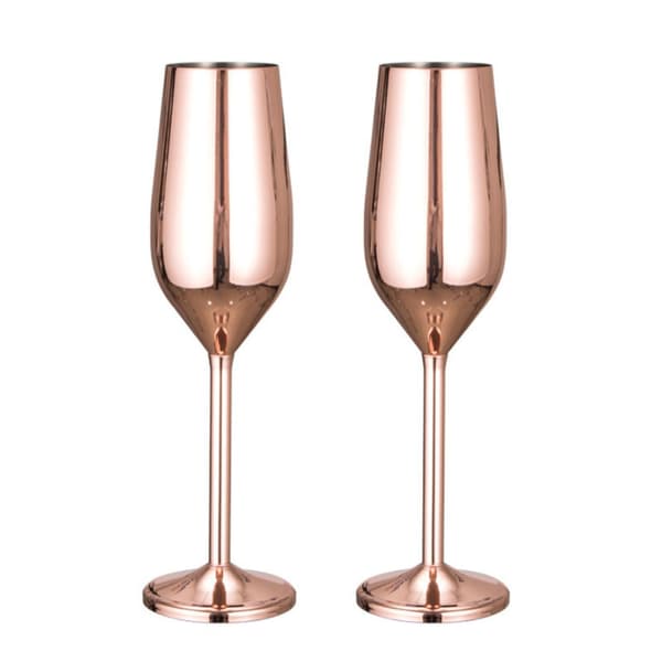 Champagneglas i rostfritt stål - 2 st Kopparpläterad