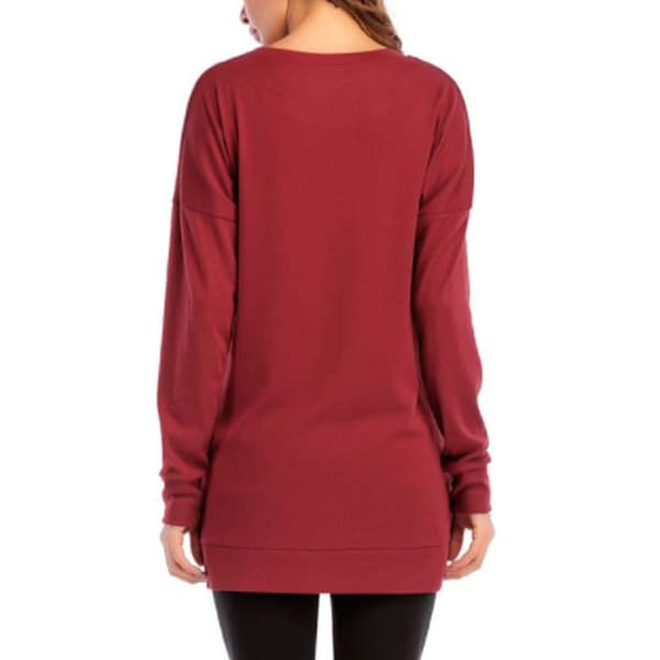 Sidosplit Lös Casual Jumper Vinröd XL
