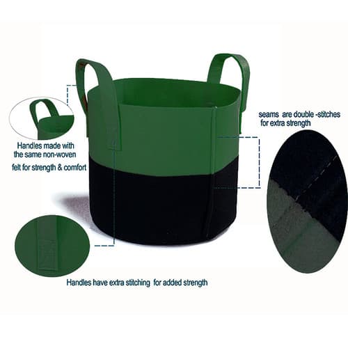 Odlingpåse för växter och frukt, 10 gallon, andningsbart nonwoven-tyg, svart/mörkgrön, 2-pack
