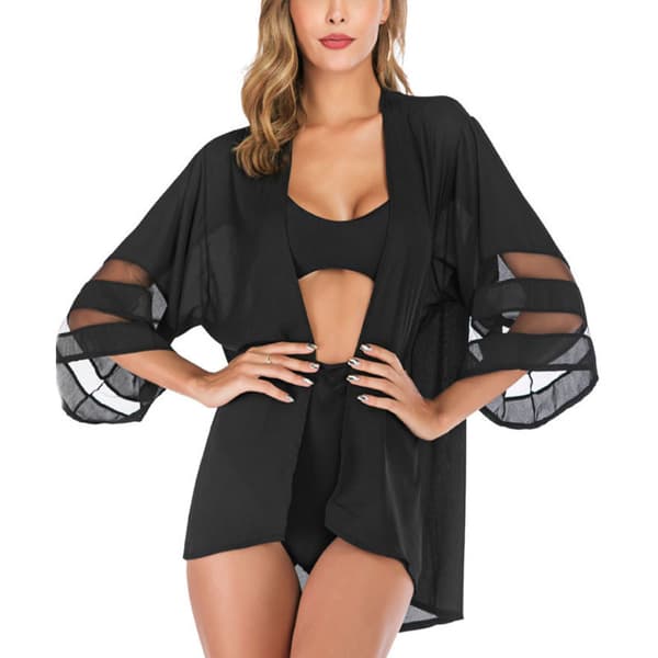 Kimono kofta med klockhylsa Svart XL