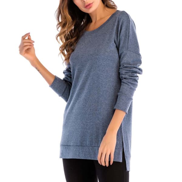 Sidosplit Lös Casual Jumper Marinblå L