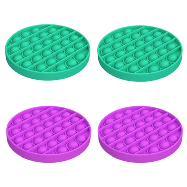 4x Barn Pop Det Push Pop Bubble Silent Sensorisk Fidget Stress Lila, Gul