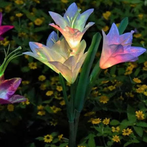 2x Solar Lily Flower Garden Ljus Vit