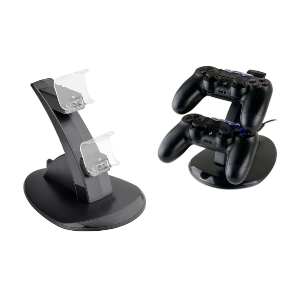 PS4 Dubbel Controller-laddare Svart