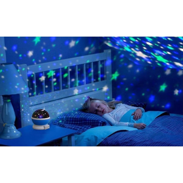 LED nattljus Moon Star projektor för barn - blå  blå