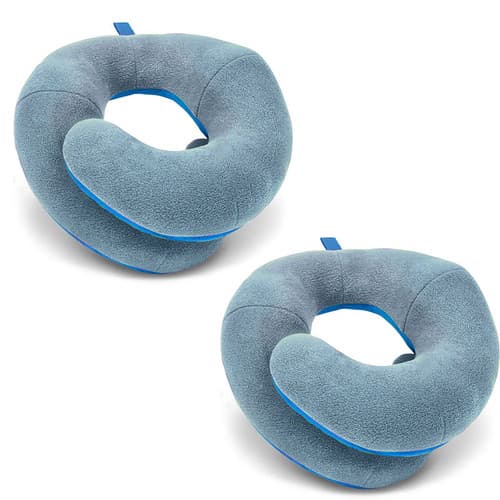 Dubbelt Stöd Memory Foam Nackkudde – Ergonomisk Cervikal Konturkudde för Optimal Nackjustering & Avlastning – 2-pack Disblå