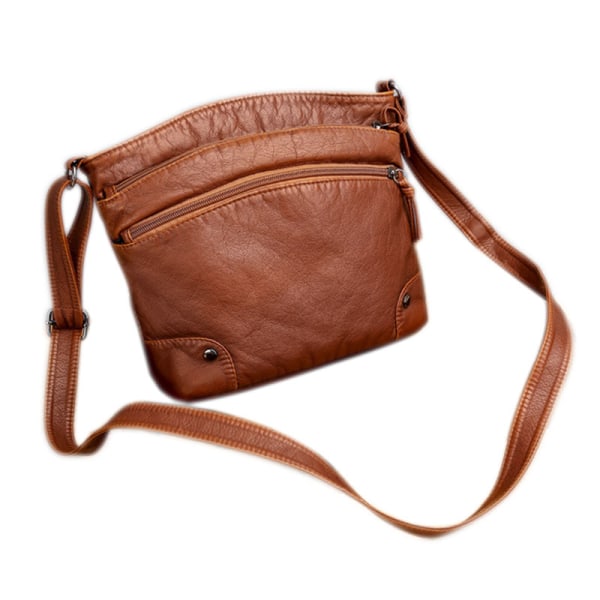 Mjuk PU Crossbody Väska Brun