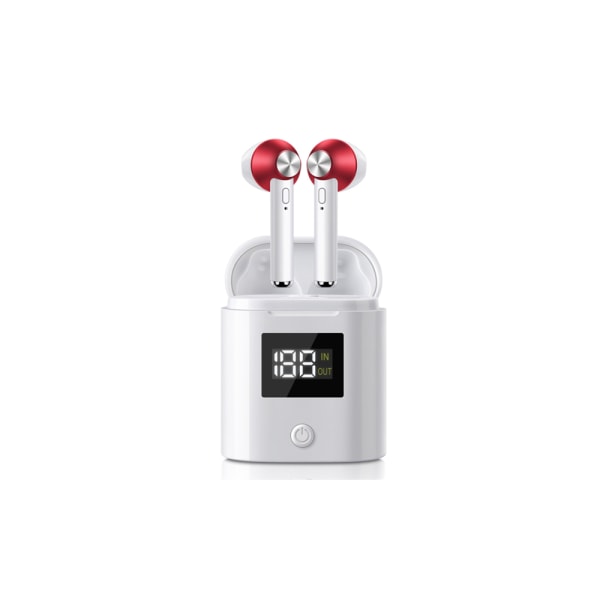 Trådlösa Bluetooth 5.0-öronsnäckor med laddningsfodral Röd
