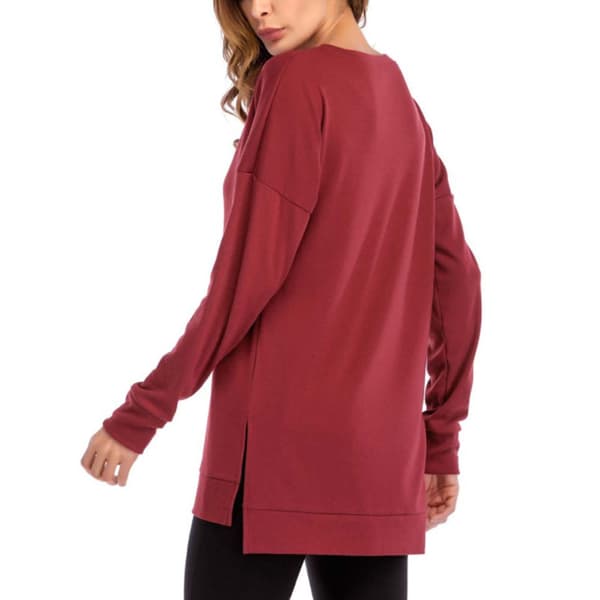 Sidosplit Lös Casual Jumper Vinröd XL