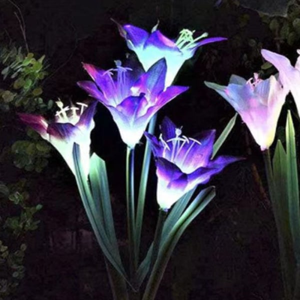 2x Solar Lily Flower Garden Ljus Blå