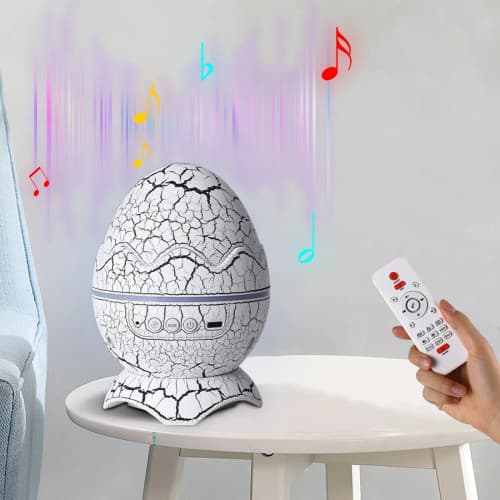 Sprucket dinosaurieägg med stjärnprojektor – dynamisk galaxibelysning och nattlampa för sovrum, USB-driven, Solar Blue