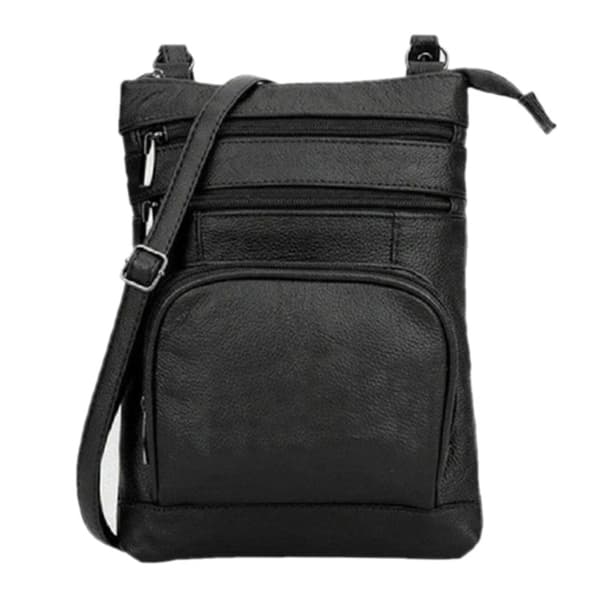 Crossbody -väska i äkta läder Svart