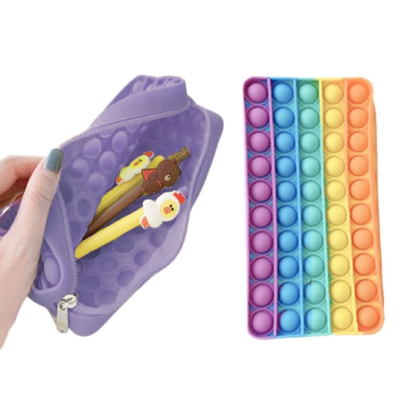 Pop Bubble Pencil Case - 2packs 1x Rainbow & 1x Purple