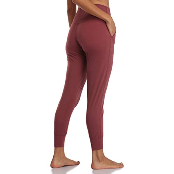 Hög midja Yoga Jogger Pants Vinröd M