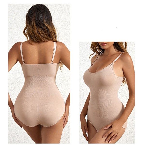 Dam Seamless Thong Tank Top Body Shaper Bodysuit - 2 Pack 1x svart, 1x skinn S