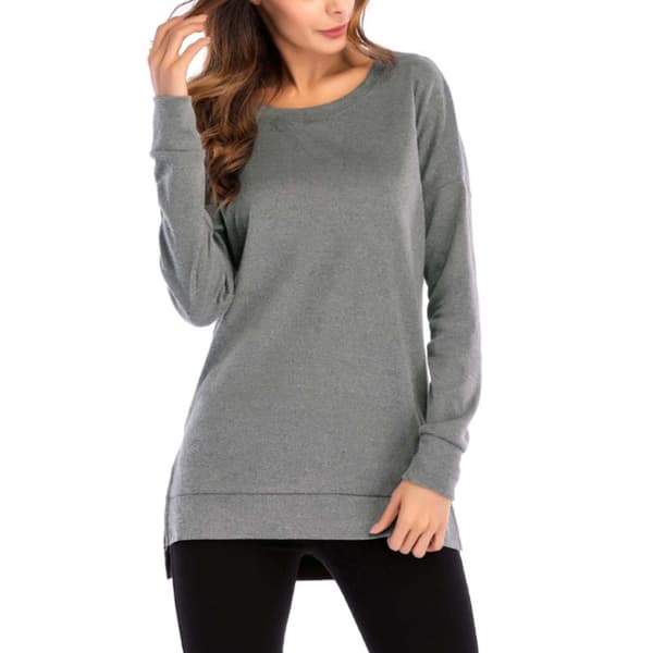Sidosplit Lös Casual Jumper Mörkgrå XL