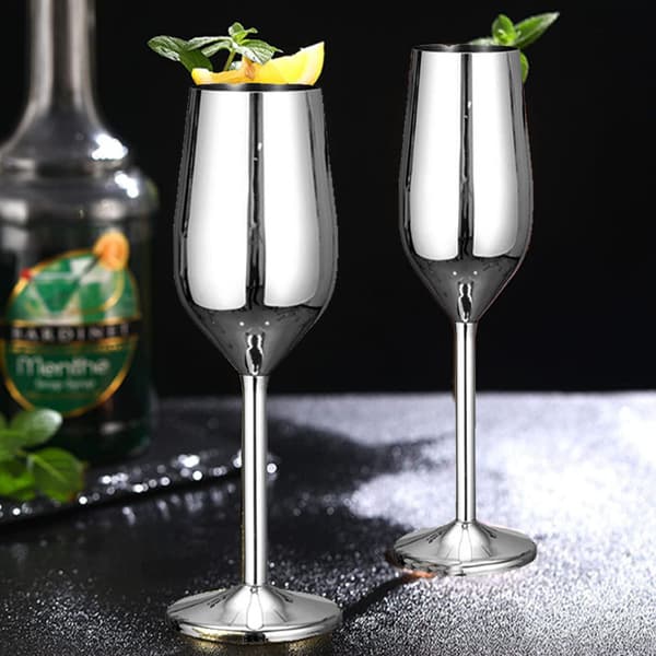 Champagneglas i rostfritt stål - 4 st Silver