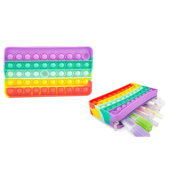 Pop Bubble Pencil Case - 2packs 1x Rainbow & 1x Purple