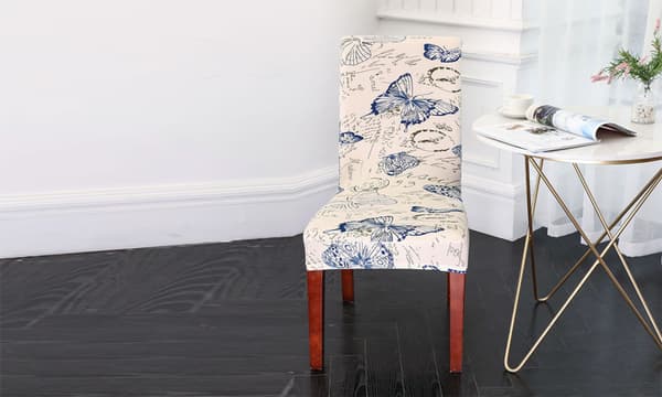 Två matstolsöverdrag Blå fjäril