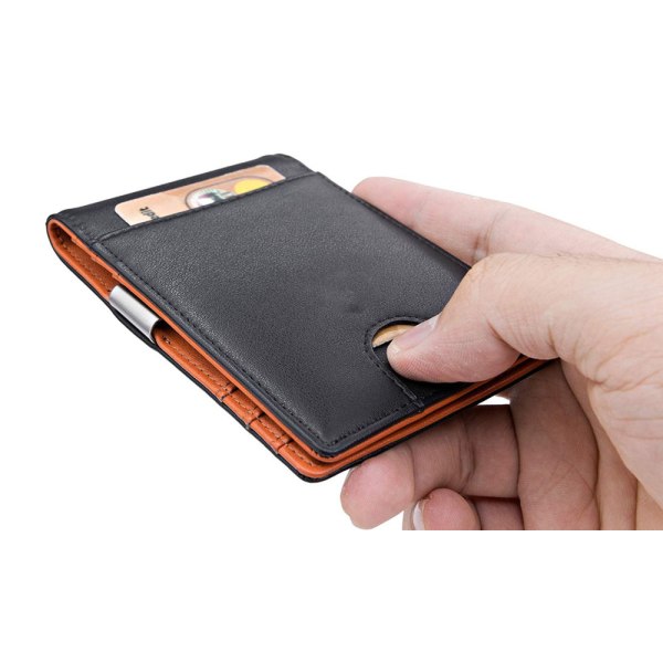 Slim clip RFID plånbok för män Svart med orang 98c7 | Fyndiq