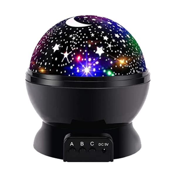 LED Night Light Moon Star projektor för barn - Svart Svart