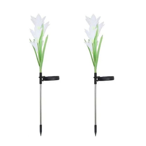 2x Solar Lily Flower Garden Ljus Vit
