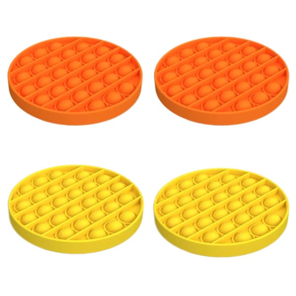 4x Barn Pop Det Push Pop Bubble Silent Sensorisk Fidget Stress Orange, Gul