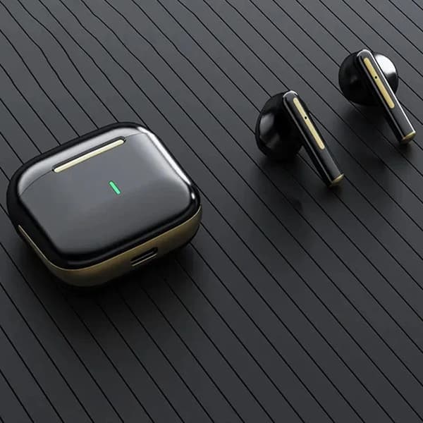 Trådlösa smarta Bluetooth 5.2-hörlurar av hög kvalitet – stereoljud, handsfreesamtal och lång batteritid Svart