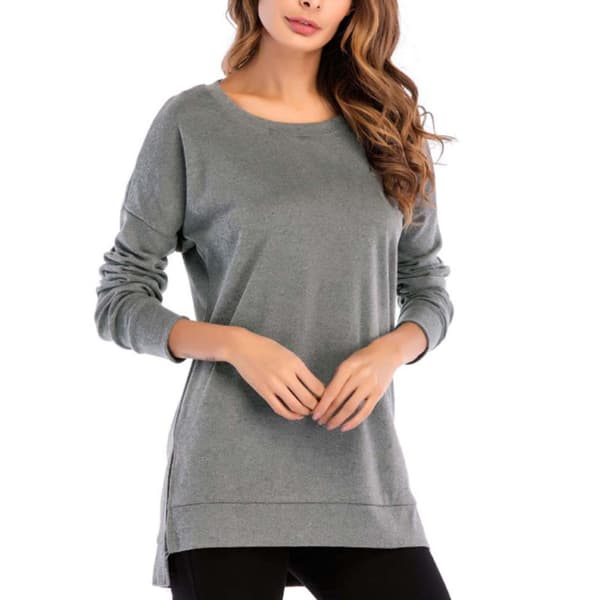 Sidosplit Lös Casual Jumper Mörkgrå XL