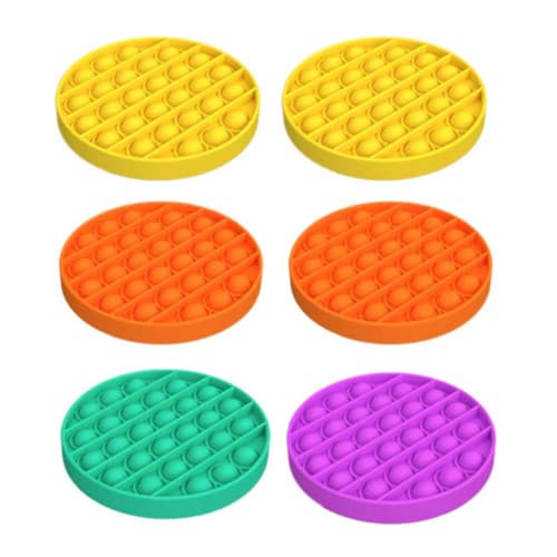 6-pack Pop It Fidget-leksaker i silikon – sensoriska stressleksaker för barn och vuxna, flerfärgade push-bubble-leksaker för lek